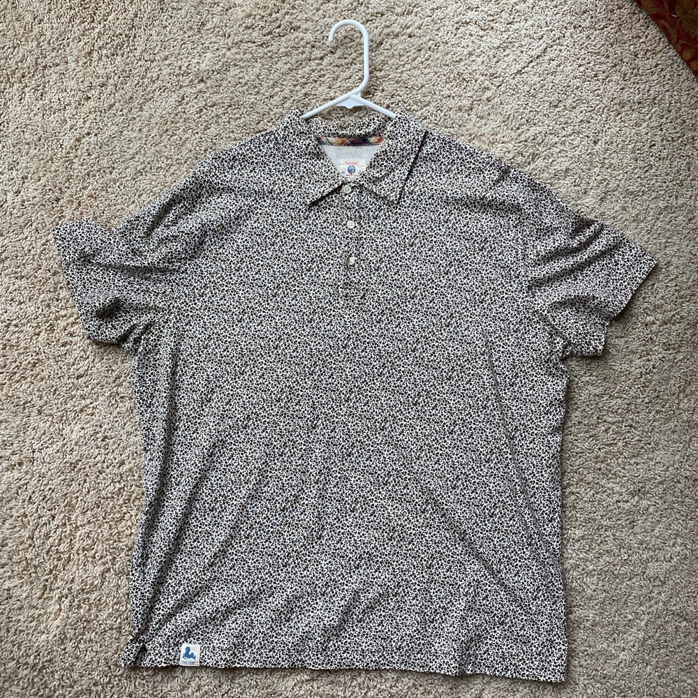 Vintage Men’s Trevero Polo Brown White Floral Cotton Large